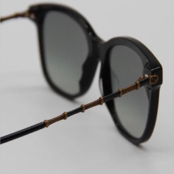 GUCCI WOMENS SQUARE BLACK GOLD GREY SUNGLASSES GG0654S-30008562-001 - Picture 8 of 12